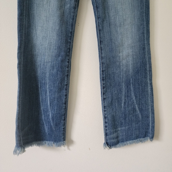AYR The Bomb Pop High-Rise Cropped Flare Jeans Raw Hem Denim Size 27 - Picture 9 of 16